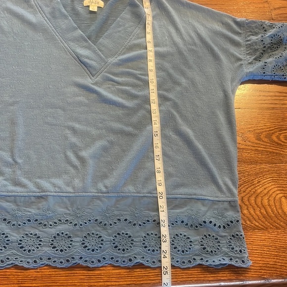 Style & Co women’s Lace trimmed relaxed fit tunic top ribbed knit dolman slv Lrg - Picture 9 of 11